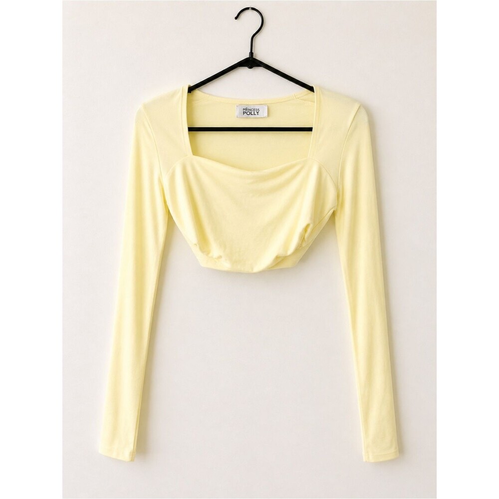 Oh Polly butter light yellow long sleeve top Size 8 with adjustable strap